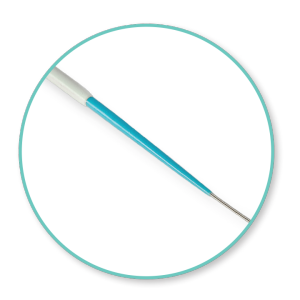 Close-up of custom guidewire