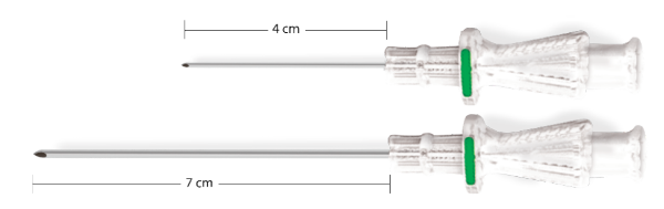 Comparison of 4 cm needle and 7 cm needle